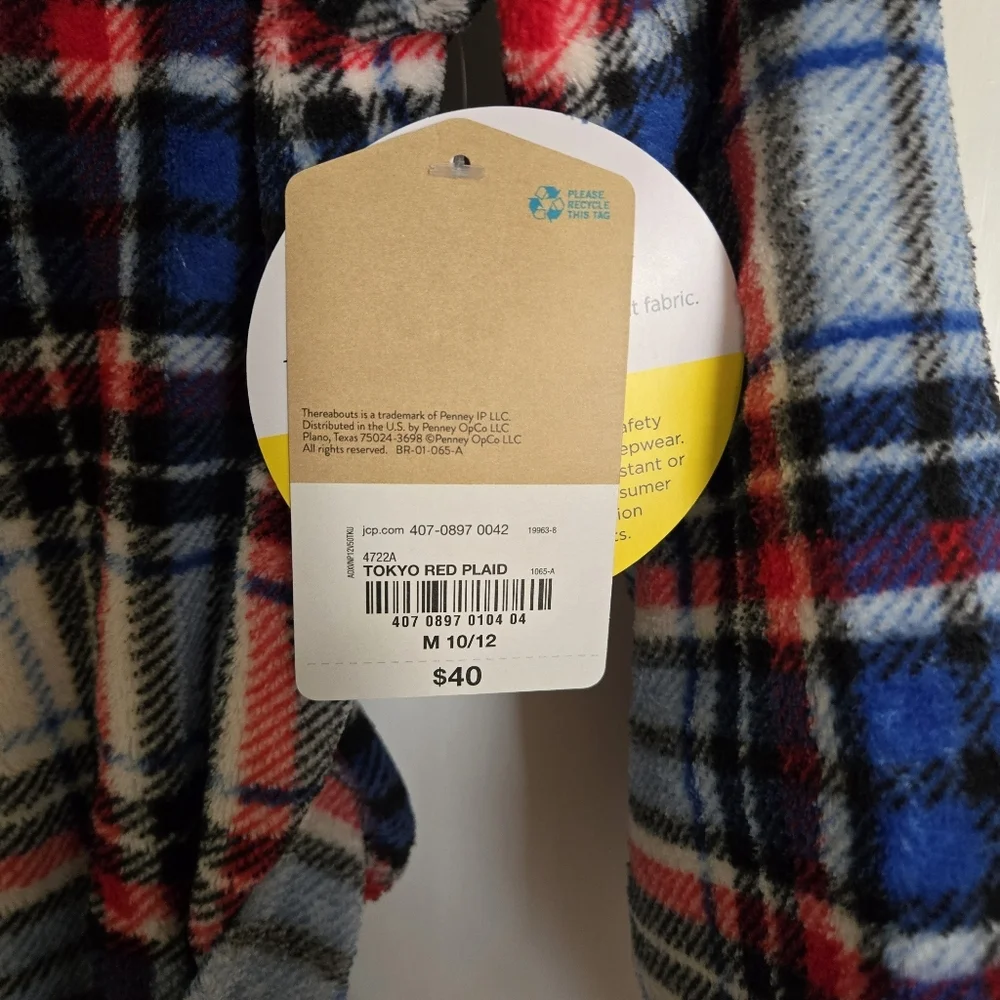 There Abouts Tokyo Red Plaid Robe Sz M 10/12